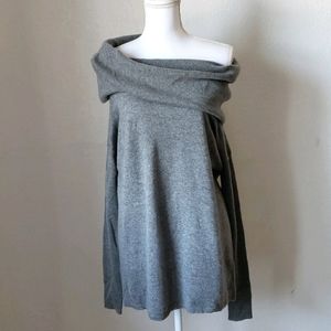 Cashmere Long Cowl Neck Sweater Gray